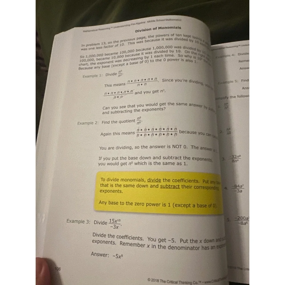 Understanding Pre-Algebra Middle School Math Workbook Terri Husted Grades 6-8
